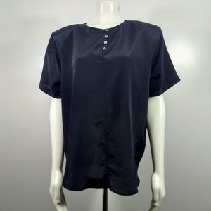 Bentley Black Short-sleeve Blouse w/Shoulder Pads